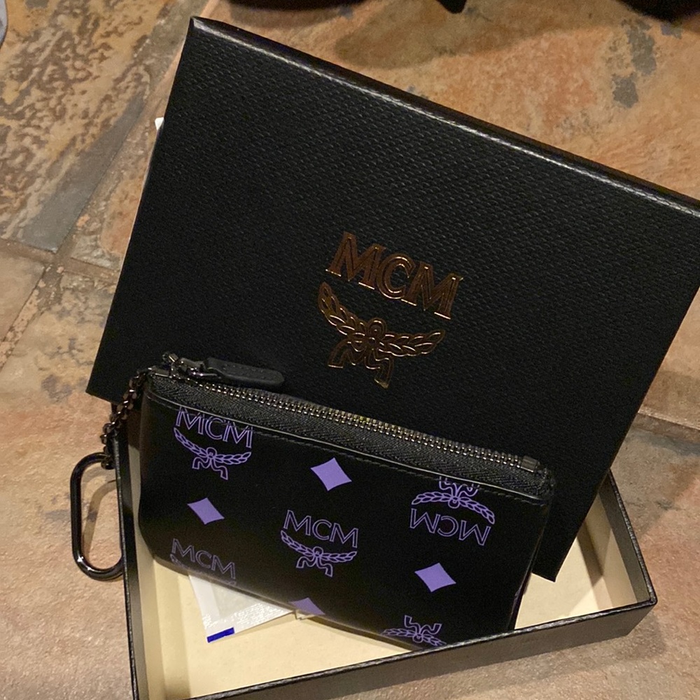 MCM small wallet keychain pouch. Black and purple. Only used once.